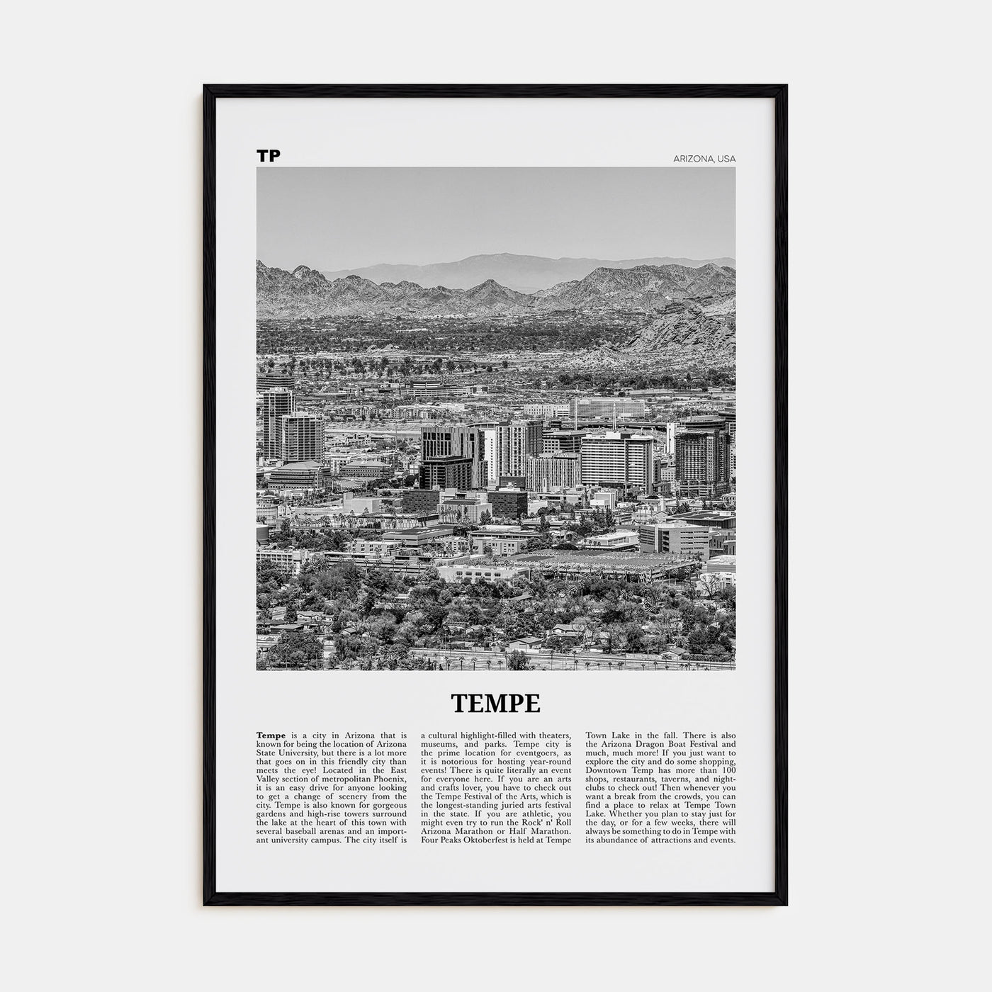 Tempe Travel B&W Poster