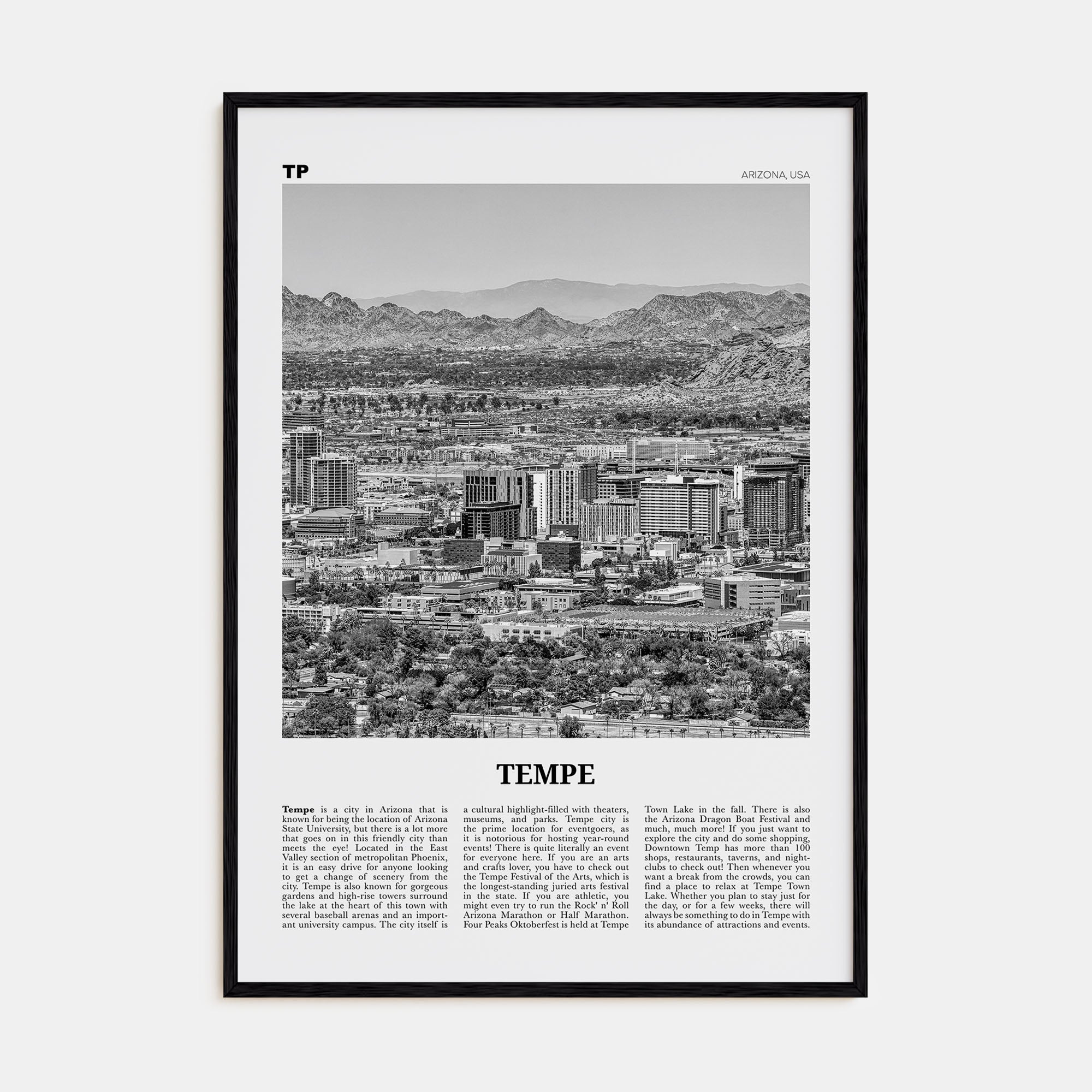Tempe Travel B&W Poster