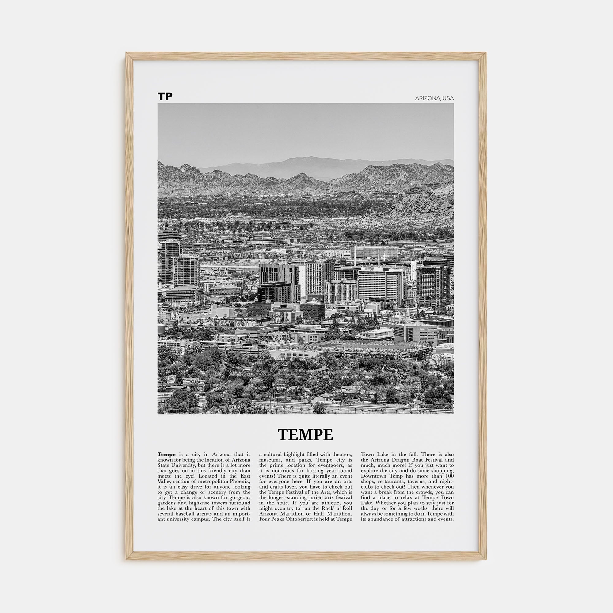 Tempe Travel B&W Poster