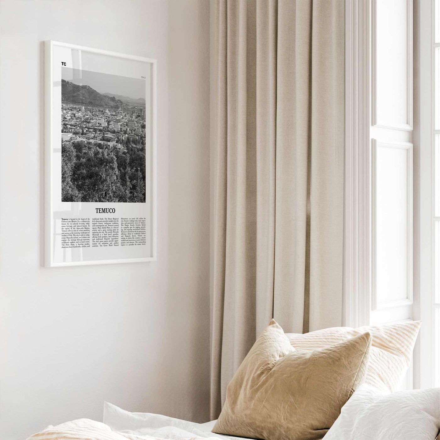 Temuco Print Black and White, Temuco Wall Art, Temuco Poster, Temuco Photo, Temuco Wall Décor, Temuco Map, Chile