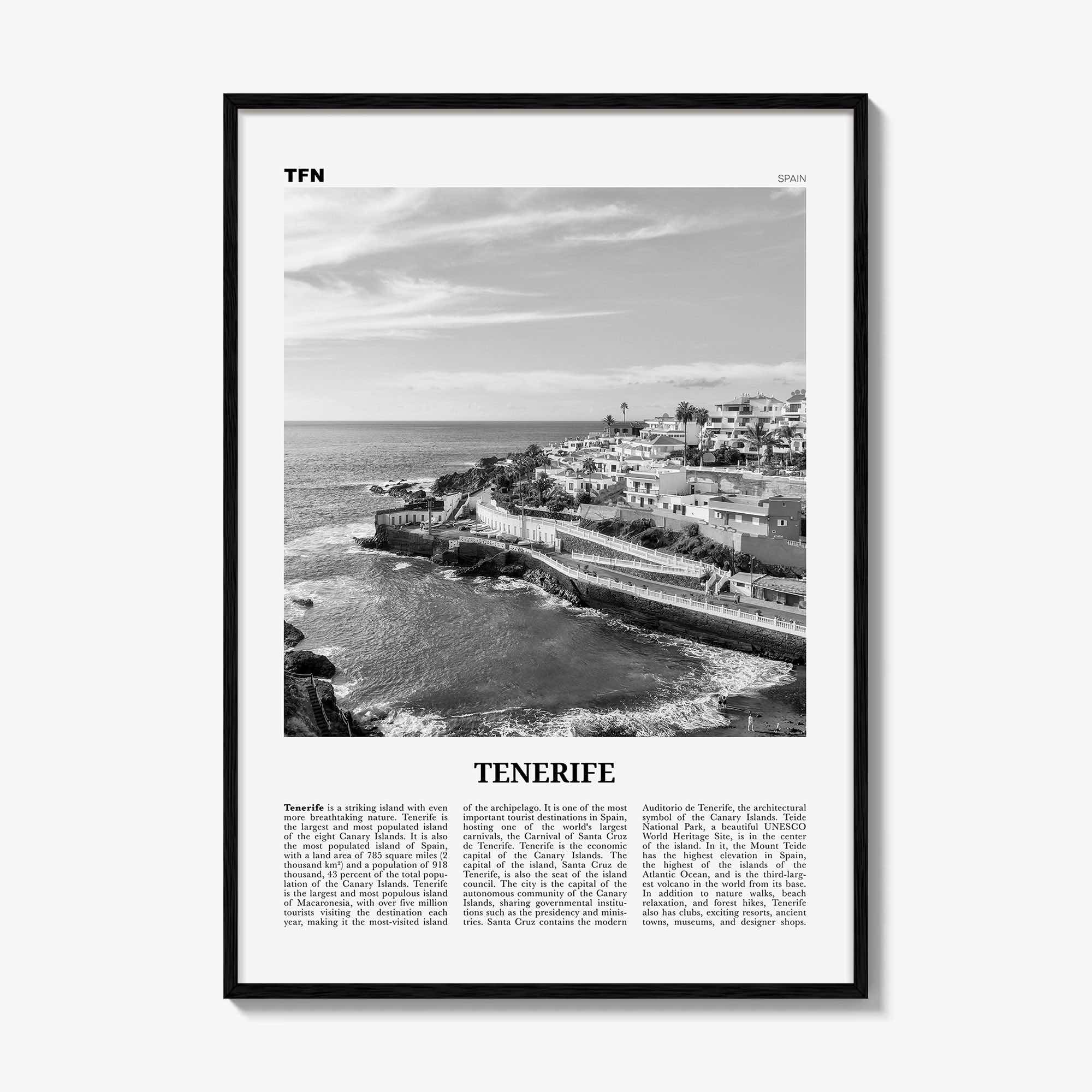 Tenerife Print Black and White, Tenerife Wall Art, Tenerife Poster, Tenerife Photo, Canary Islands, Spain, Canarias, España, Europe