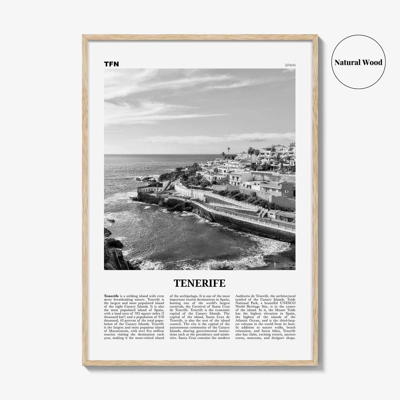 Tenerife Print Black and White, Tenerife Wall Art, Tenerife Poster, Tenerife Photo, Canary Islands, Spain, Canarias, España, Europe
