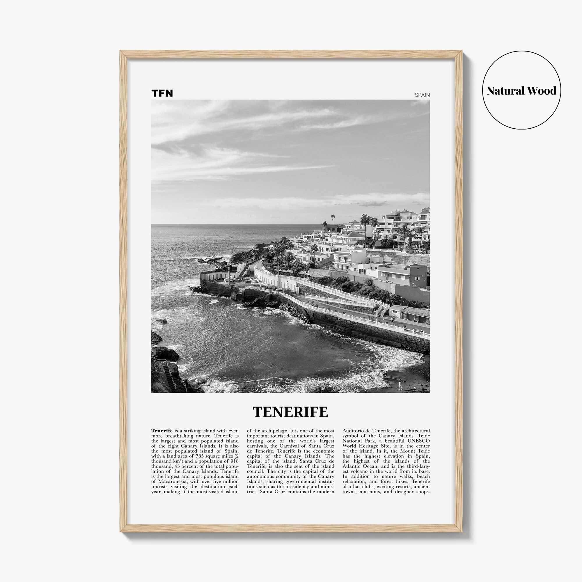 Tenerife Print Black and White, Tenerife Wall Art, Tenerife Poster, Tenerife Photo, Canary Islands, Spain, Canarias, España, Europe