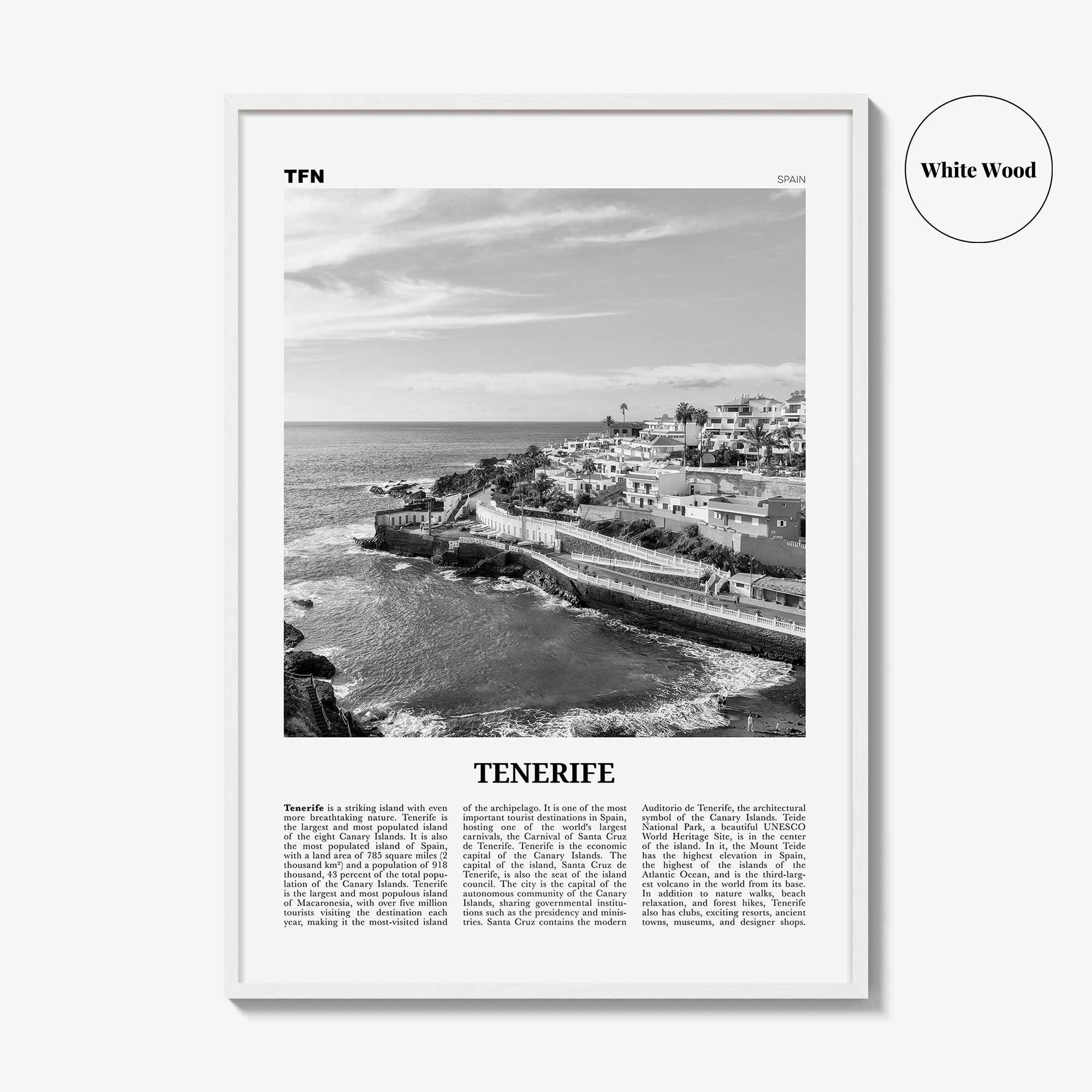 Tenerife Print Black and White, Tenerife Wall Art, Tenerife Poster, Tenerife Photo, Canary Islands, Spain, Canarias, España, Europe