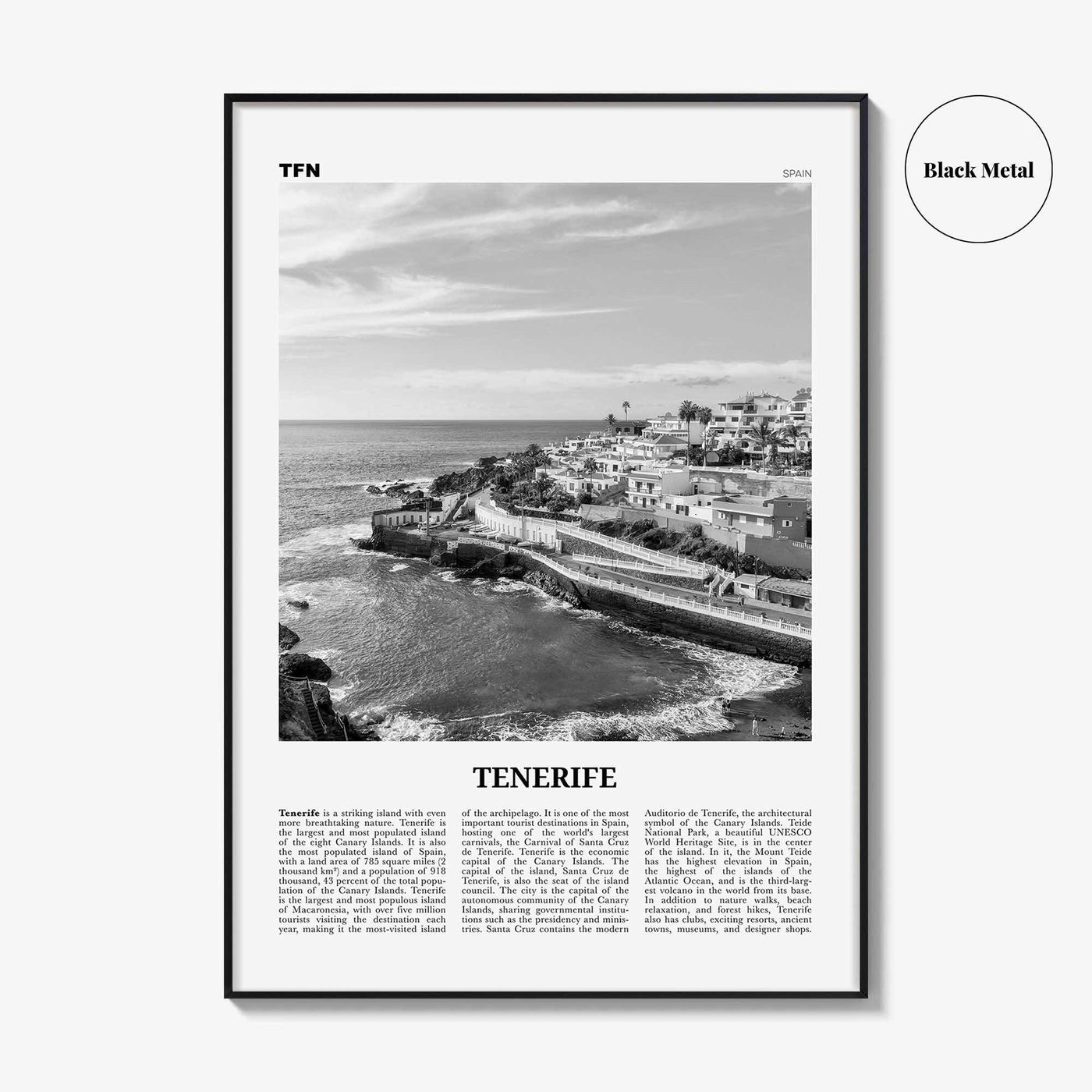 Tenerife Print Black and White, Tenerife Wall Art, Tenerife Poster, Tenerife Photo, Canary Islands, Spain, Canarias, España, Europe