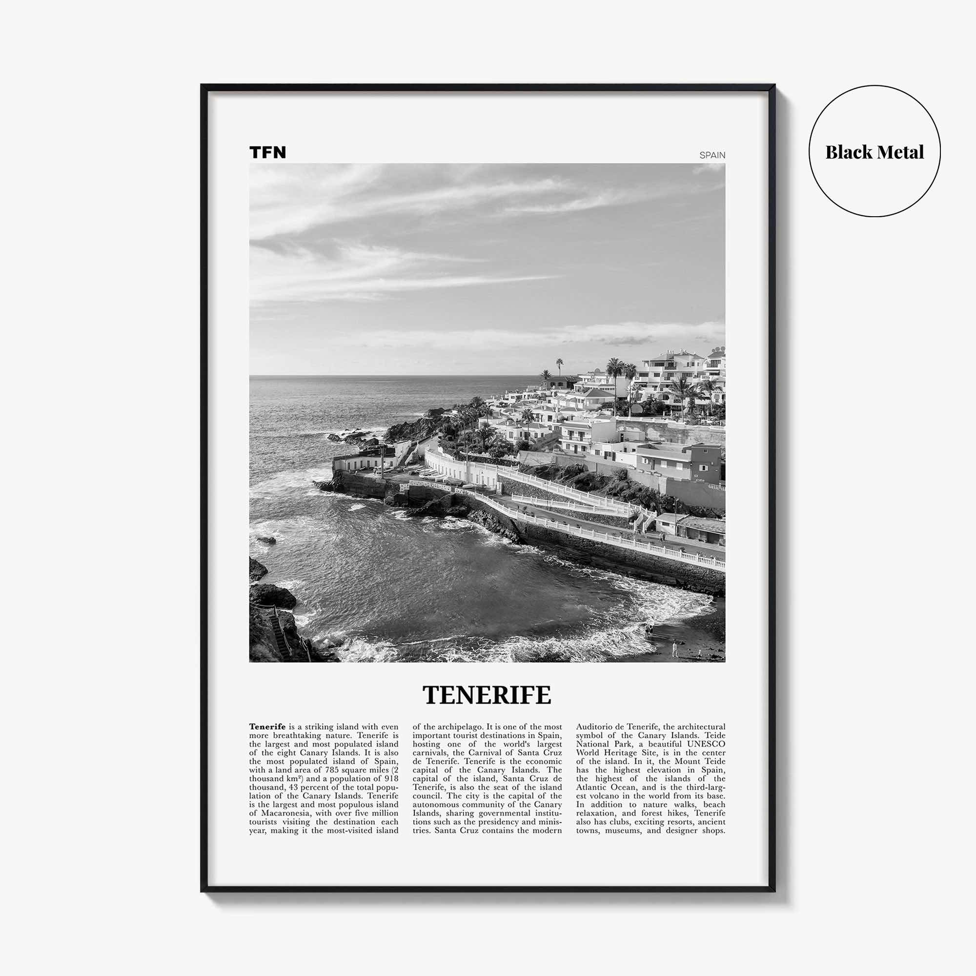 Tenerife Print Black and White, Tenerife Wall Art, Tenerife Poster, Tenerife Photo, Canary Islands, Spain, Canarias, España, Europe
