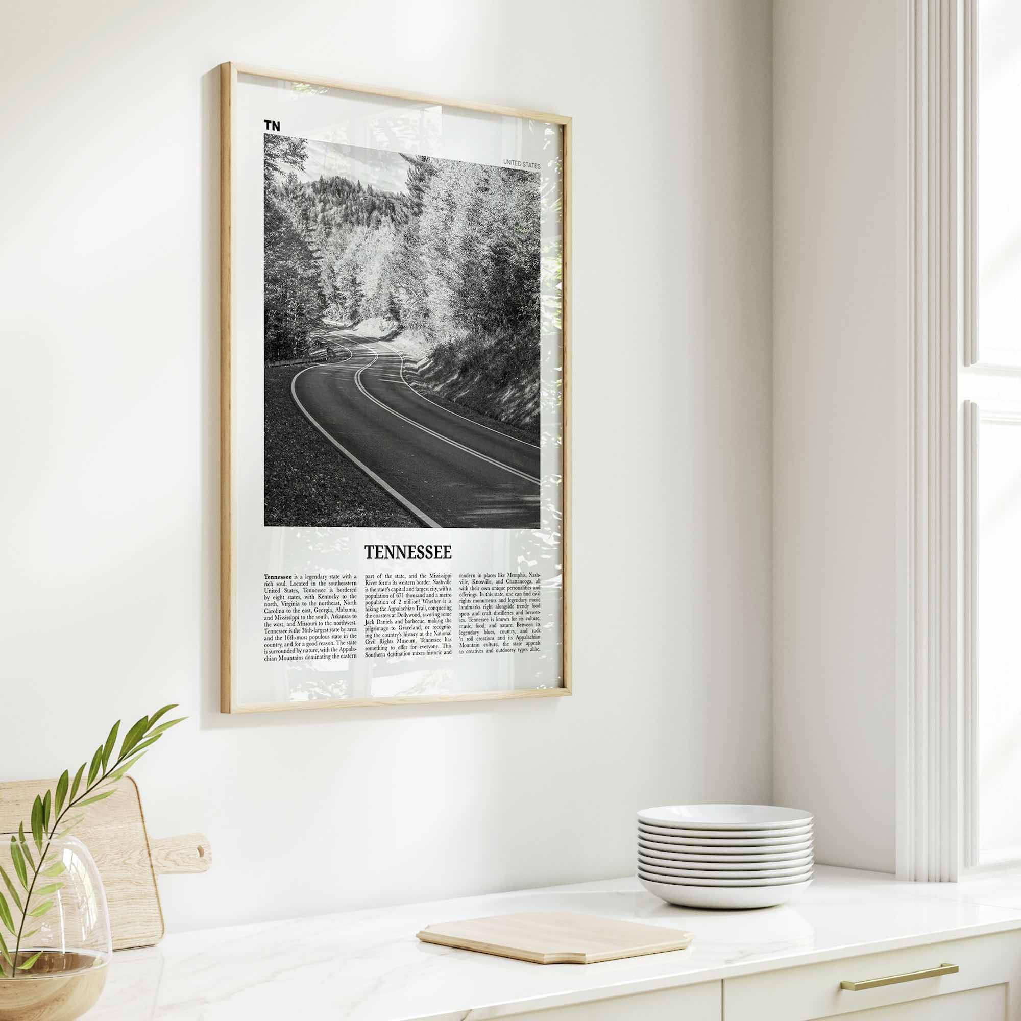 Tennessee Print Black and White No 2, Tennessee Wall Art, Tennessee Poster, Tennessee Photo, Tennessee Wall Décor, Tennessee Map