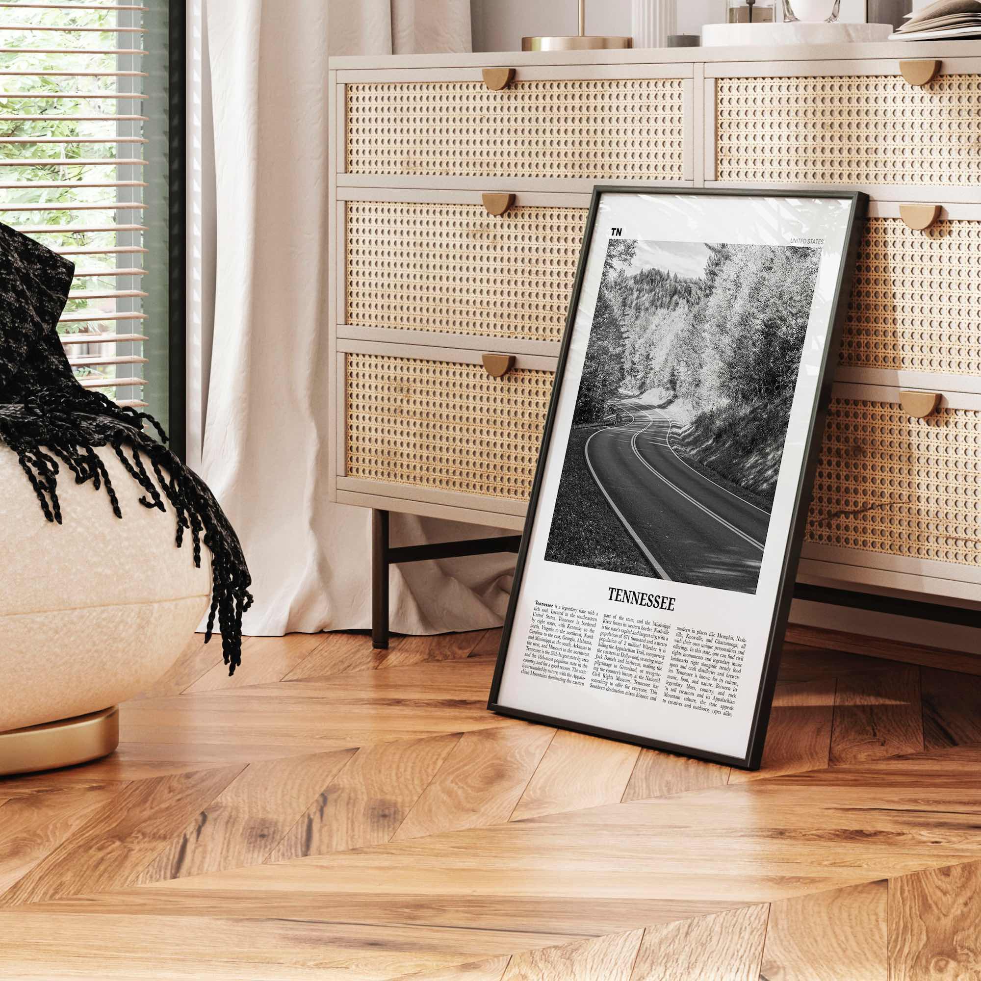 Tennessee Print Black and White No 2, Tennessee Wall Art, Tennessee Poster, Tennessee Photo, Tennessee Wall Décor, Tennessee Map