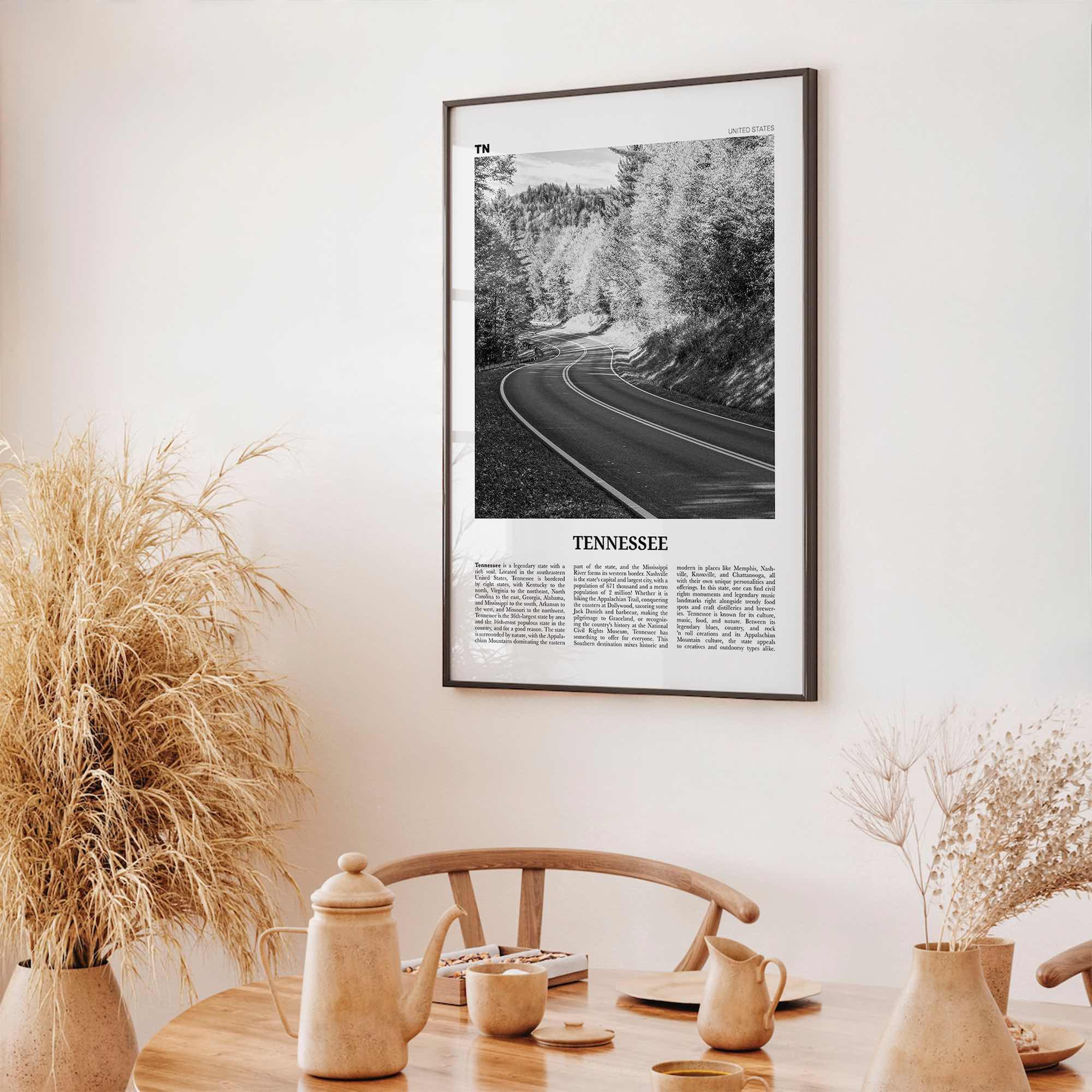 Tennessee Print Black and White No 2, Tennessee Wall Art, Tennessee Poster, Tennessee Photo, Tennessee Wall Décor, Tennessee Map