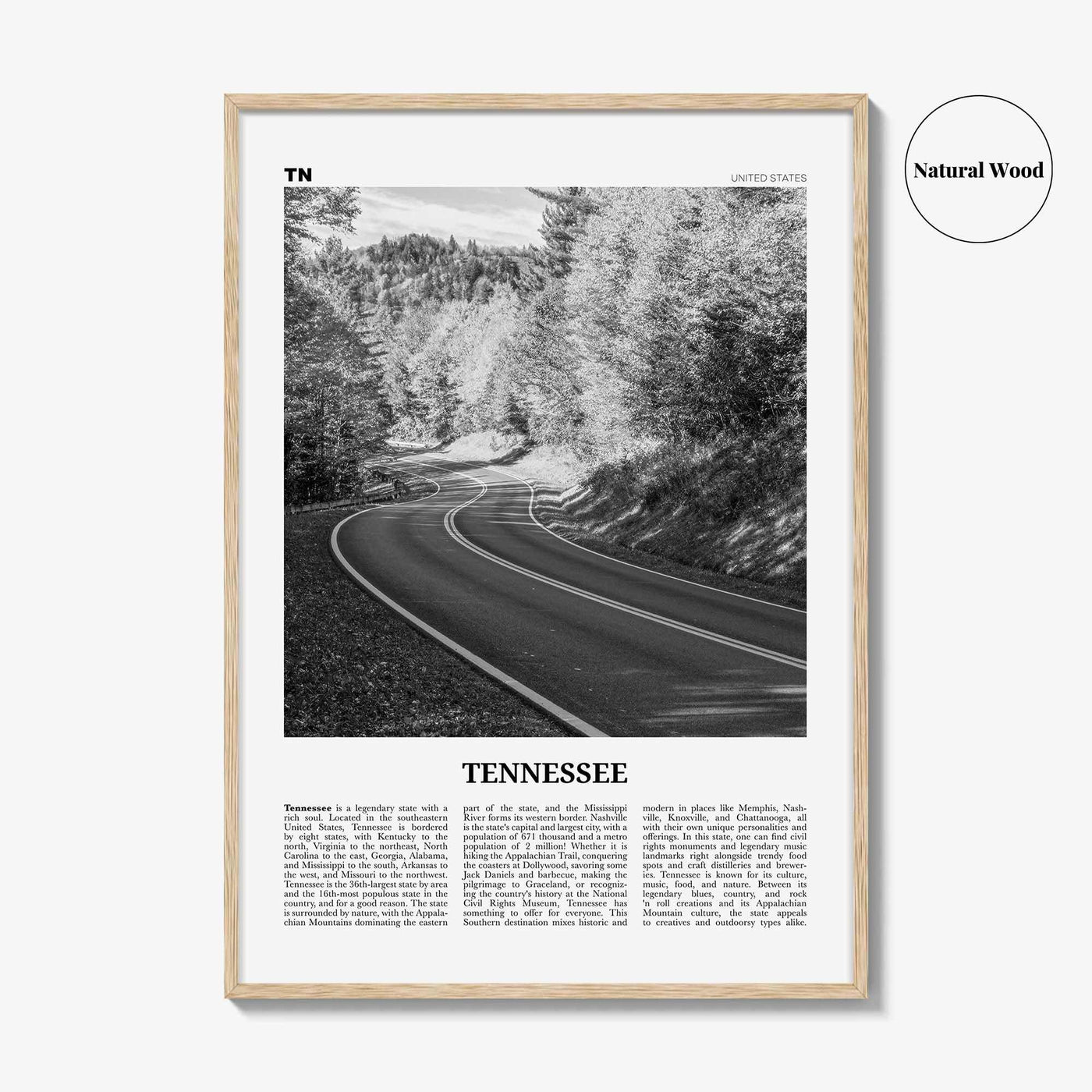 Tennessee Print Black and White No 2, Tennessee Wall Art, Tennessee Poster, Tennessee Photo, Tennessee Wall Décor, Tennessee Map