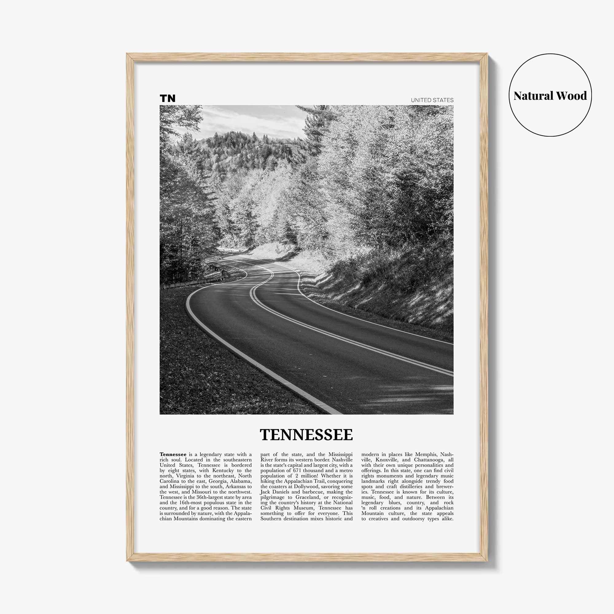 Tennessee Print Black and White No 2, Tennessee Wall Art, Tennessee Poster, Tennessee Photo, Tennessee Wall Décor, Tennessee Map