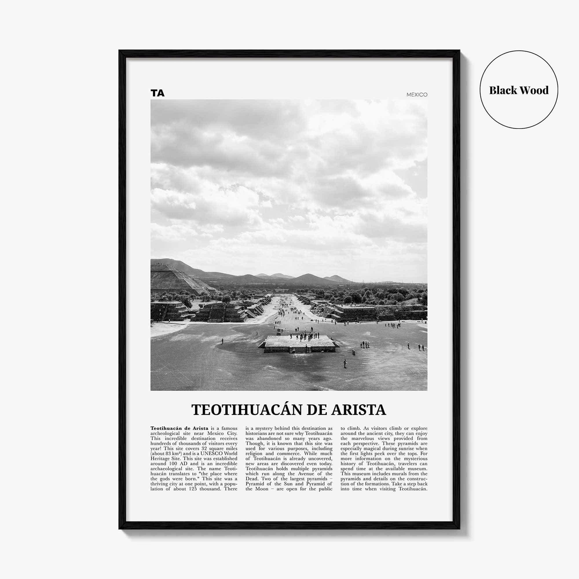 Teotihuacan De Arista Print Black and White, Teotihuacán de Arista Wall Art, Teotihuacán de Arista Poster, Teotihuacán de Arista Photo