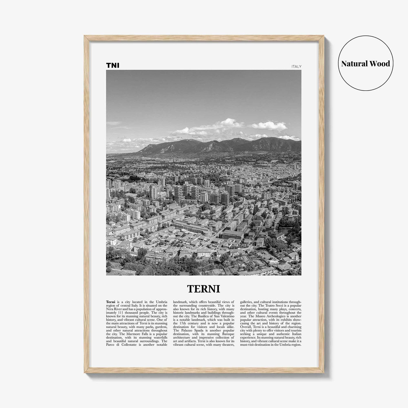 Terni Print Black and White, Terni Wall Art, Terni Poster, Terni Photo, Terni Wall Décor, Terni Map, Italy