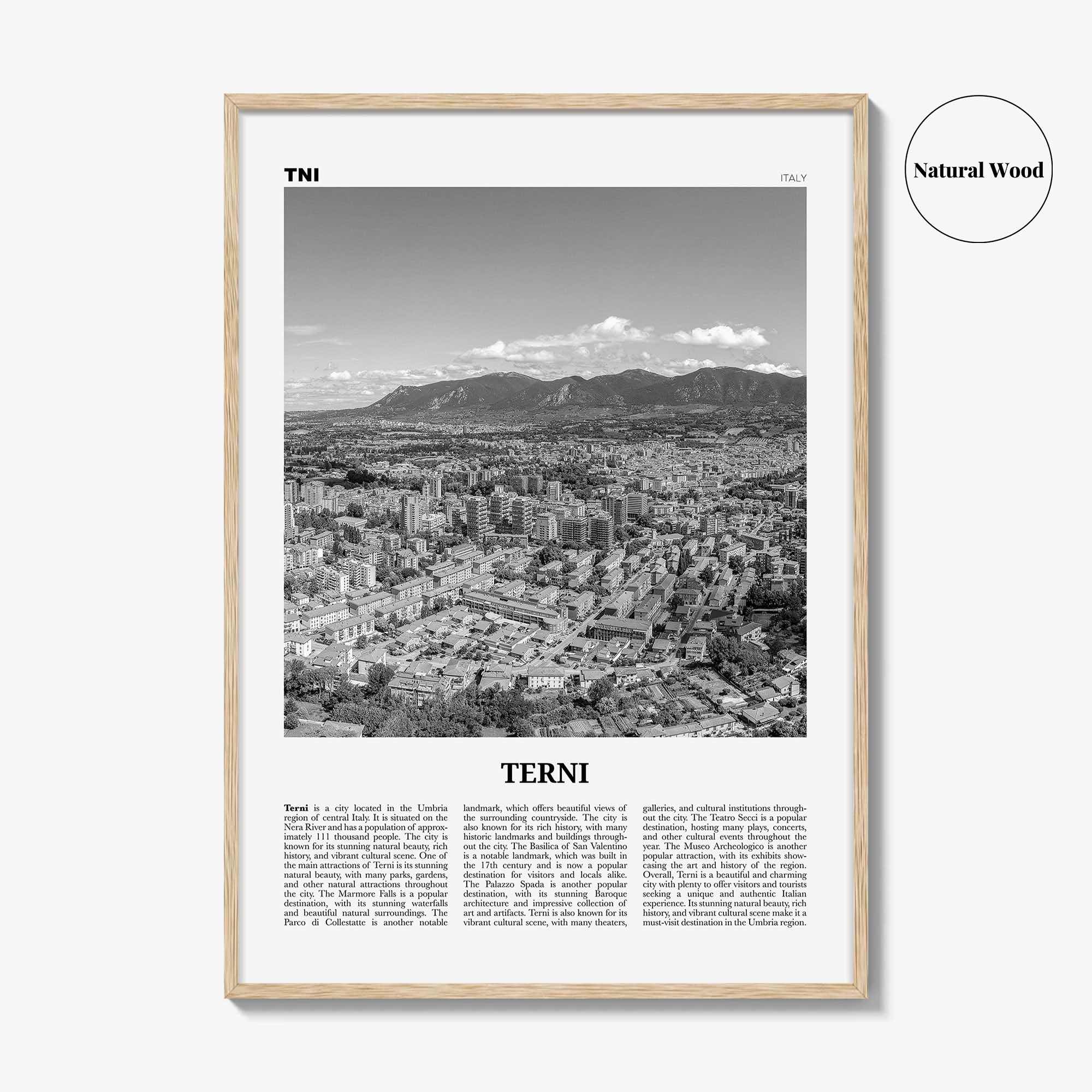 Terni Print Black and White, Terni Wall Art, Terni Poster, Terni Photo, Terni Wall Décor, Terni Map, Italy