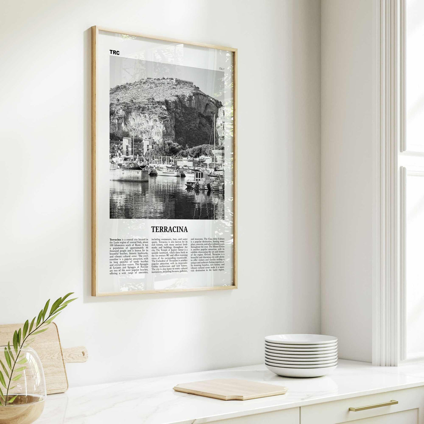 Terracina Print Black and White, Terracina Wall Art, Terracina Poster, Terracina Photo, Terracina Wall Décor, Terracina Map, Italy