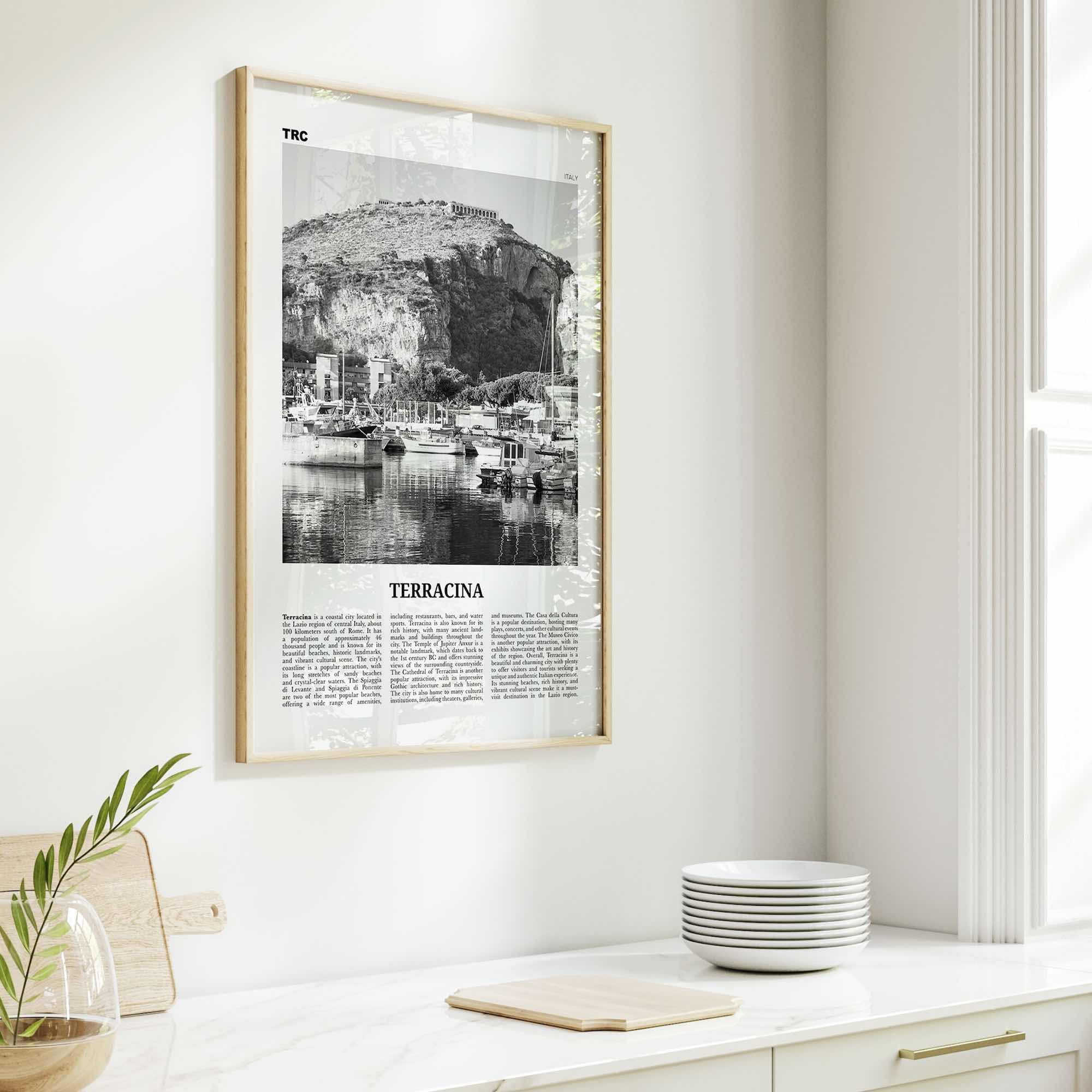 Terracina Print Black and White, Terracina Wall Art, Terracina Poster, Terracina Photo, Terracina Wall Décor, Terracina Map, Italy