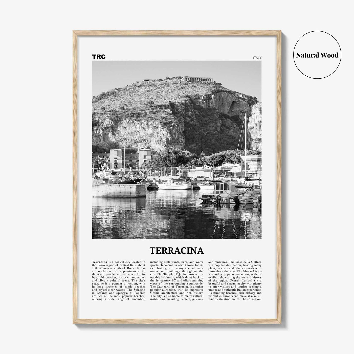 Terracina Print Black and White, Terracina Wall Art, Terracina Poster, Terracina Photo, Terracina Wall Décor, Terracina Map, Italy