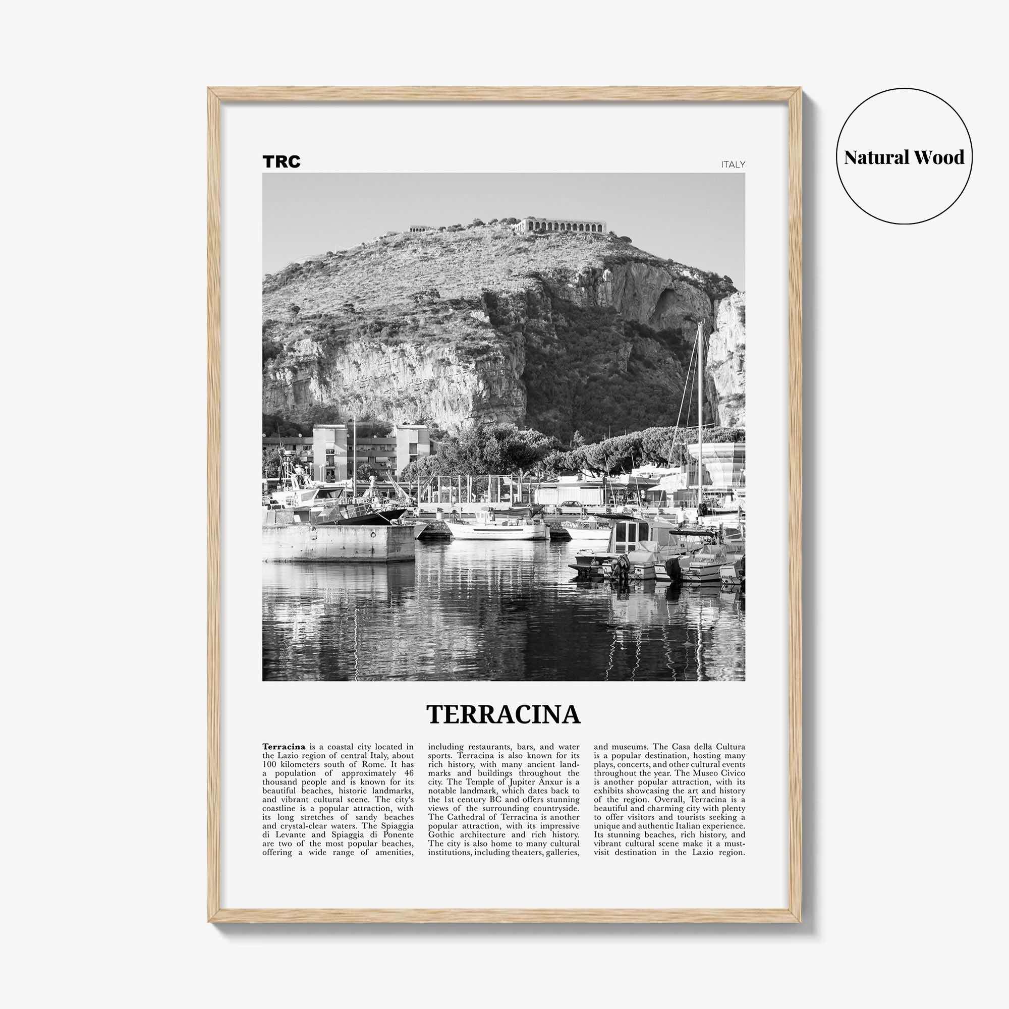 Terracina Print Black and White, Terracina Wall Art, Terracina Poster, Terracina Photo, Terracina Wall Décor, Terracina Map, Italy