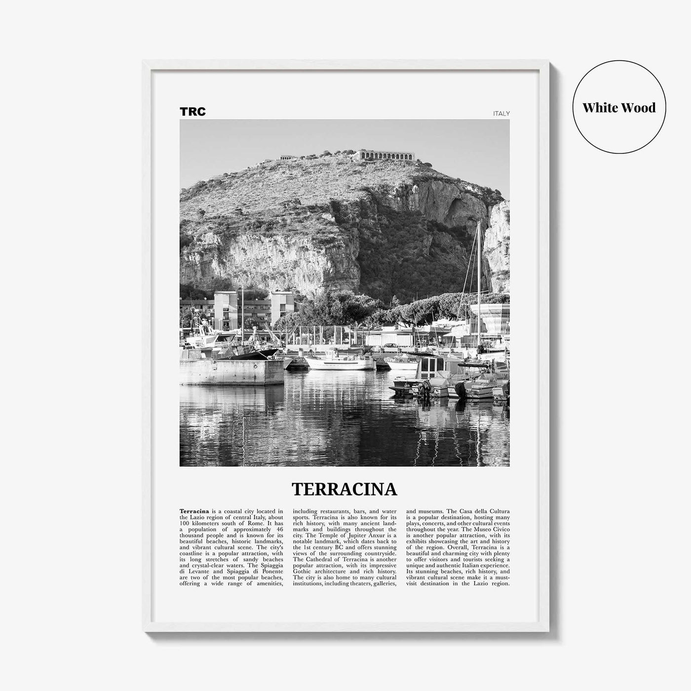 Terracina Print Black and White, Terracina Wall Art, Terracina Poster, Terracina Photo, Terracina Wall Décor, Terracina Map, Italy