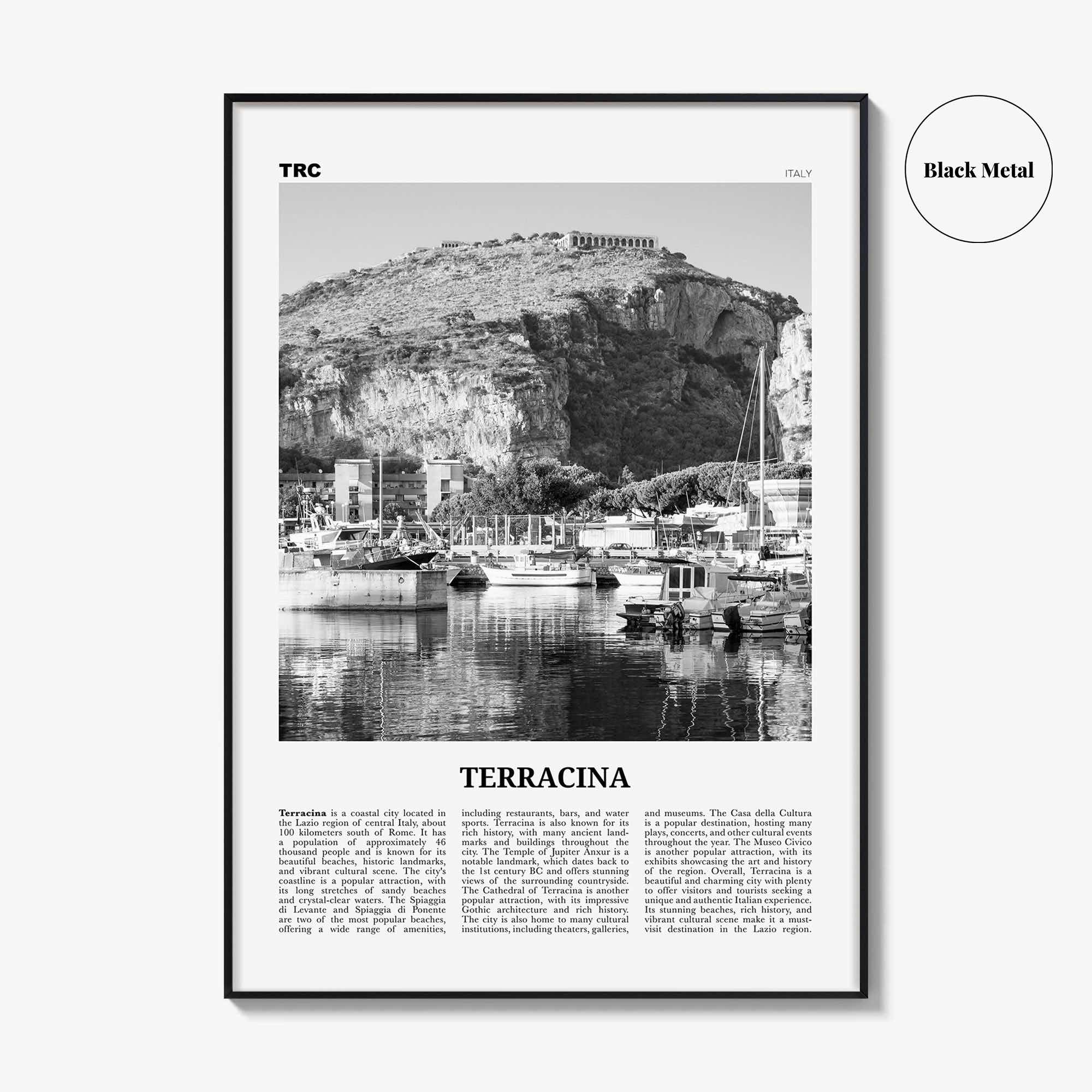 Terracina Print Black and White, Terracina Wall Art, Terracina Poster, Terracina Photo, Terracina Wall Décor, Terracina Map, Italy