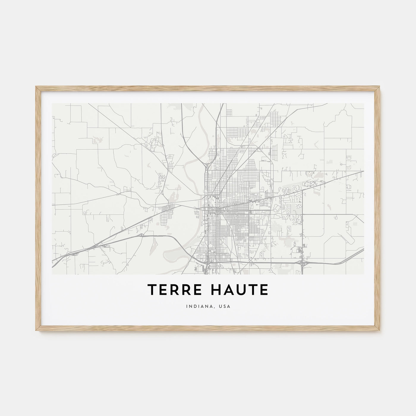 Terre Haute Map Landscape Poster