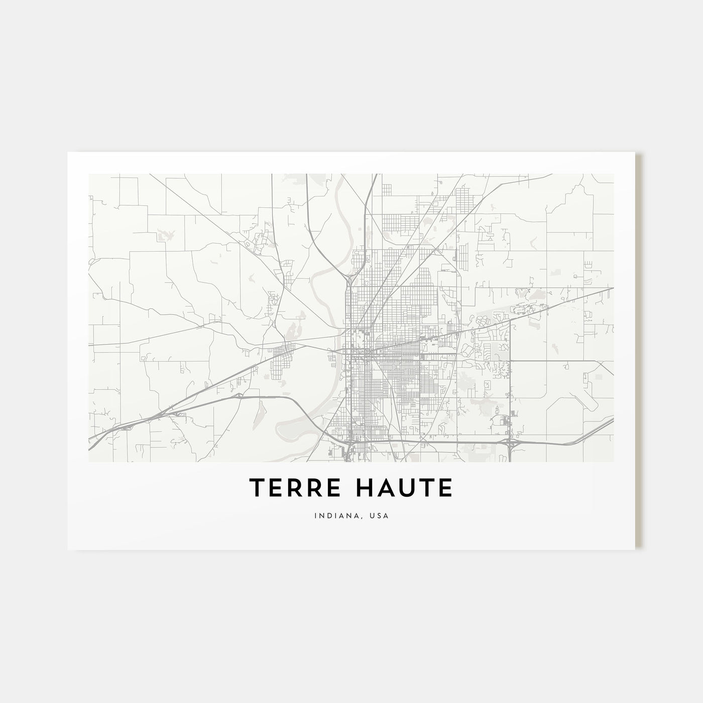 Terre Haute Map Landscape Poster