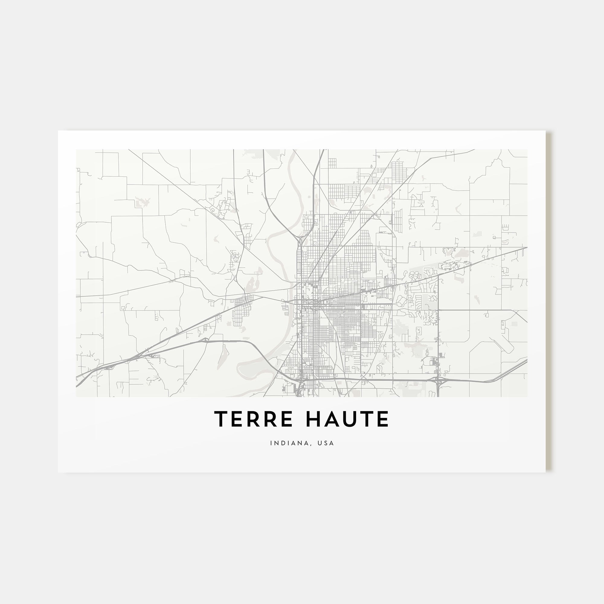 Terre Haute Map Landscape Poster