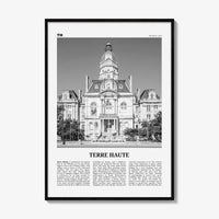 Terre Haute Print Black and White, Terre Haute Wall Art, Terre Haute Poster, Terre Haute Photo, Terre Haute Wall Décor, Indiana, USA