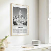 Terre Haute Print Black and White, Terre Haute Wall Art, Terre Haute Poster, Terre Haute Photo, Terre Haute Wall Décor, Indiana, USA