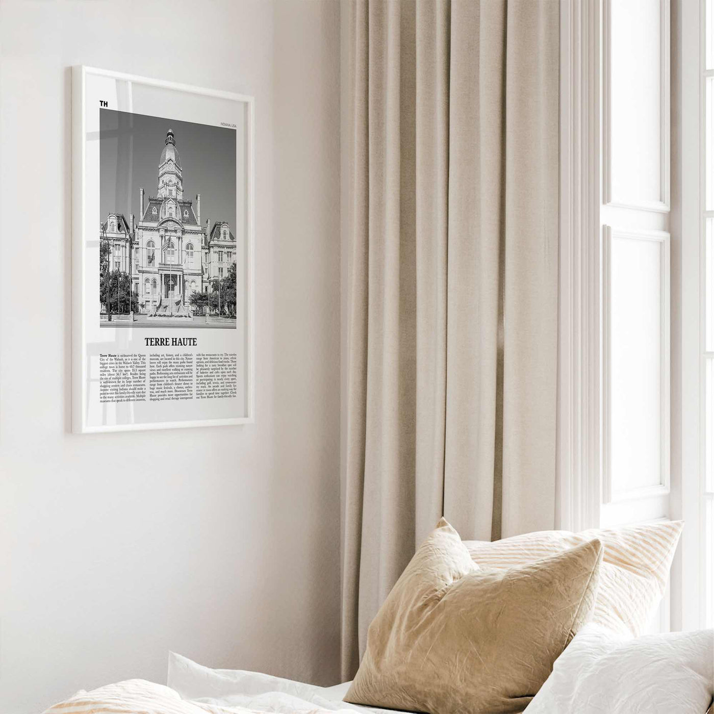 Terre Haute Print Black and White, Terre Haute Wall Art, Terre Haute Poster, Terre Haute Photo, Terre Haute Wall Décor, Indiana, USA