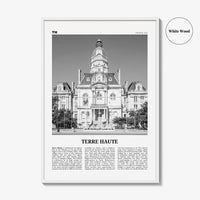 Terre Haute Print Black and White, Terre Haute Wall Art, Terre Haute Poster, Terre Haute Photo, Terre Haute Wall Décor, Indiana, USA