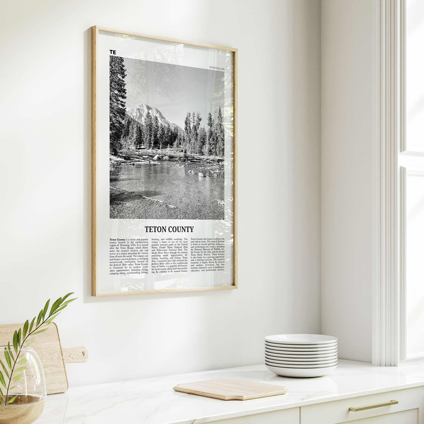 Teton County Print Black and White, Teton County Wall Art, Teton County Poster, Teton County Photo, Teton County Wall Décor, Teton Map