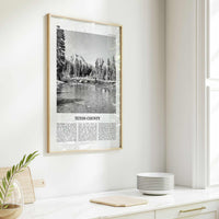 Teton County Print Black and White, Teton County Wall Art, Teton County Poster, Teton County Photo, Teton County Wall Décor, Teton Map