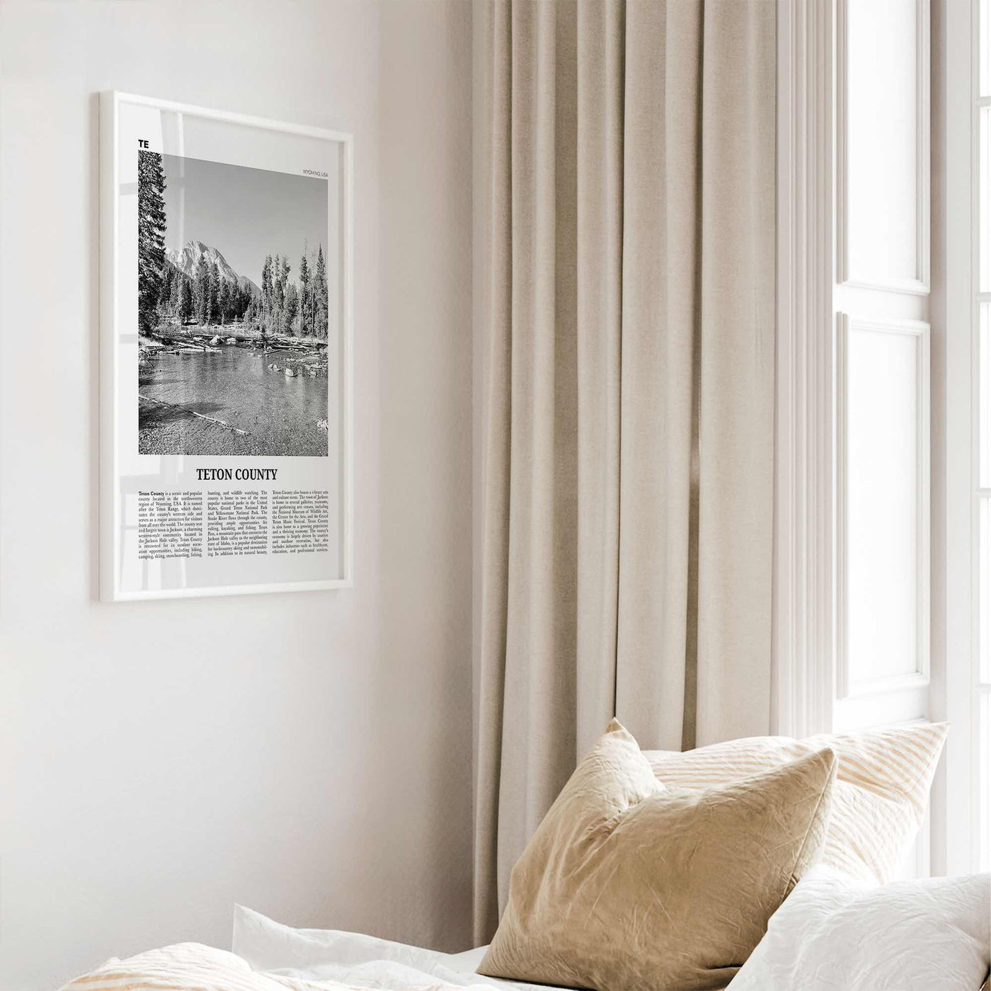 Teton County Print Black and White, Teton County Wall Art, Teton County Poster, Teton County Photo, Teton County Wall Décor, Teton Map