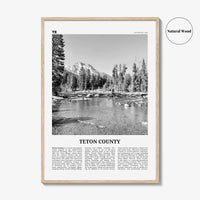 Teton County Print Black and White, Teton County Wall Art, Teton County Poster, Teton County Photo, Teton County Wall Décor, Teton Map