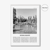Teton County Print Black and White, Teton County Wall Art, Teton County Poster, Teton County Photo, Teton County Wall Décor, Teton Map