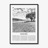 Texas Hill Print Black and White, Texas Hill Wall Art, Texas Hill Poster, Texas Hill Photo, Texas Hill Décor, Texas Hill Map, Texas, USA