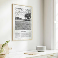 Texas Hill Print Black and White, Texas Hill Wall Art, Texas Hill Poster, Texas Hill Photo, Texas Hill Décor, Texas Hill Map, Texas, USA