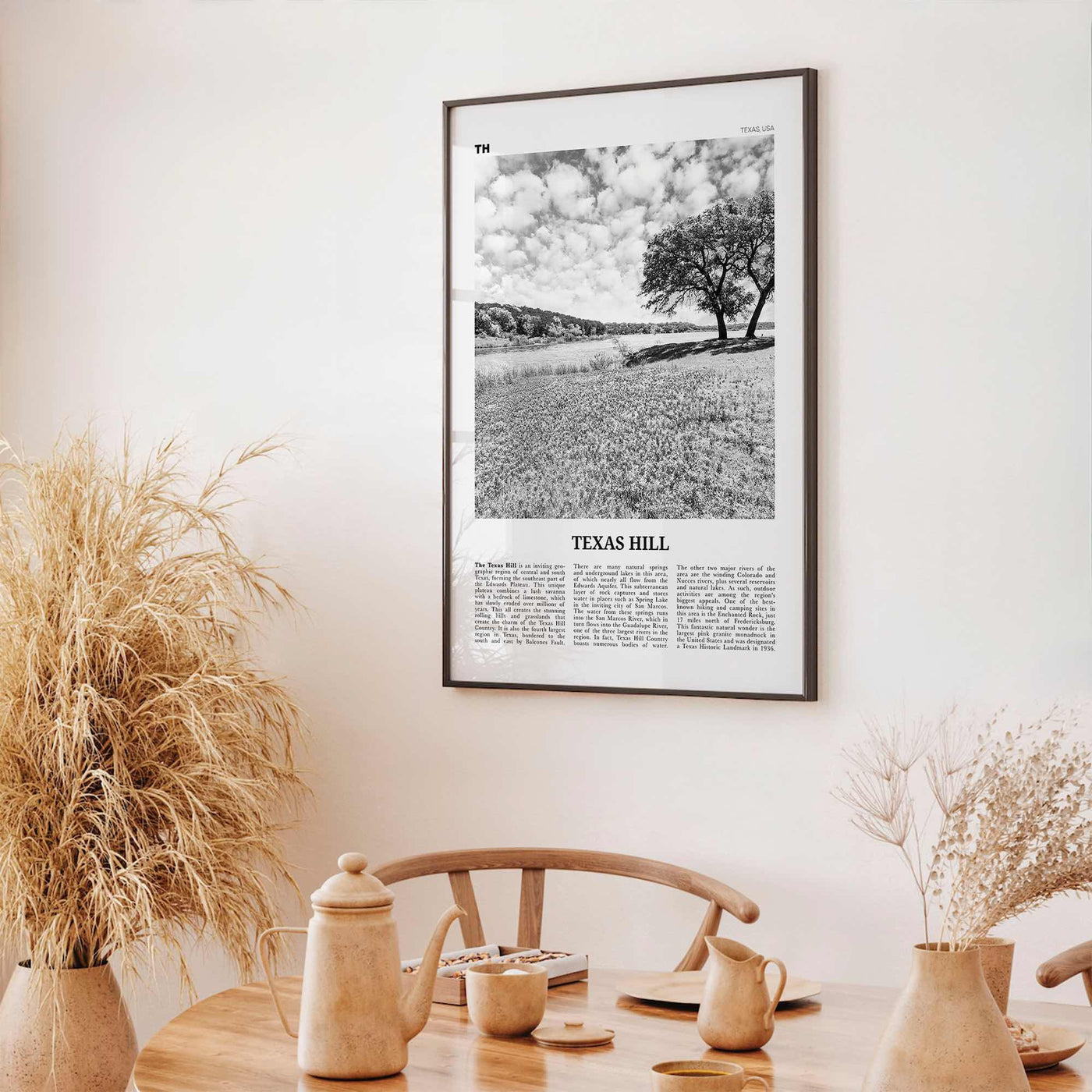 Texas Hill Print Black and White, Texas Hill Wall Art, Texas Hill Poster, Texas Hill Photo, Texas Hill Décor, Texas Hill Map, Texas, USA