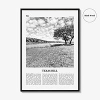 Texas Hill Print Black and White, Texas Hill Wall Art, Texas Hill Poster, Texas Hill Photo, Texas Hill Décor, Texas Hill Map, Texas, USA