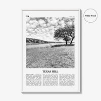 Texas Hill Print Black and White, Texas Hill Wall Art, Texas Hill Poster, Texas Hill Photo, Texas Hill Décor, Texas Hill Map, Texas, USA