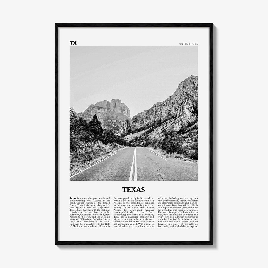 Texas Print Black and White No 1, Texas Wall Art, Texas Poster, Texas Photo, Texas Wall Decor, USA, United States, North America