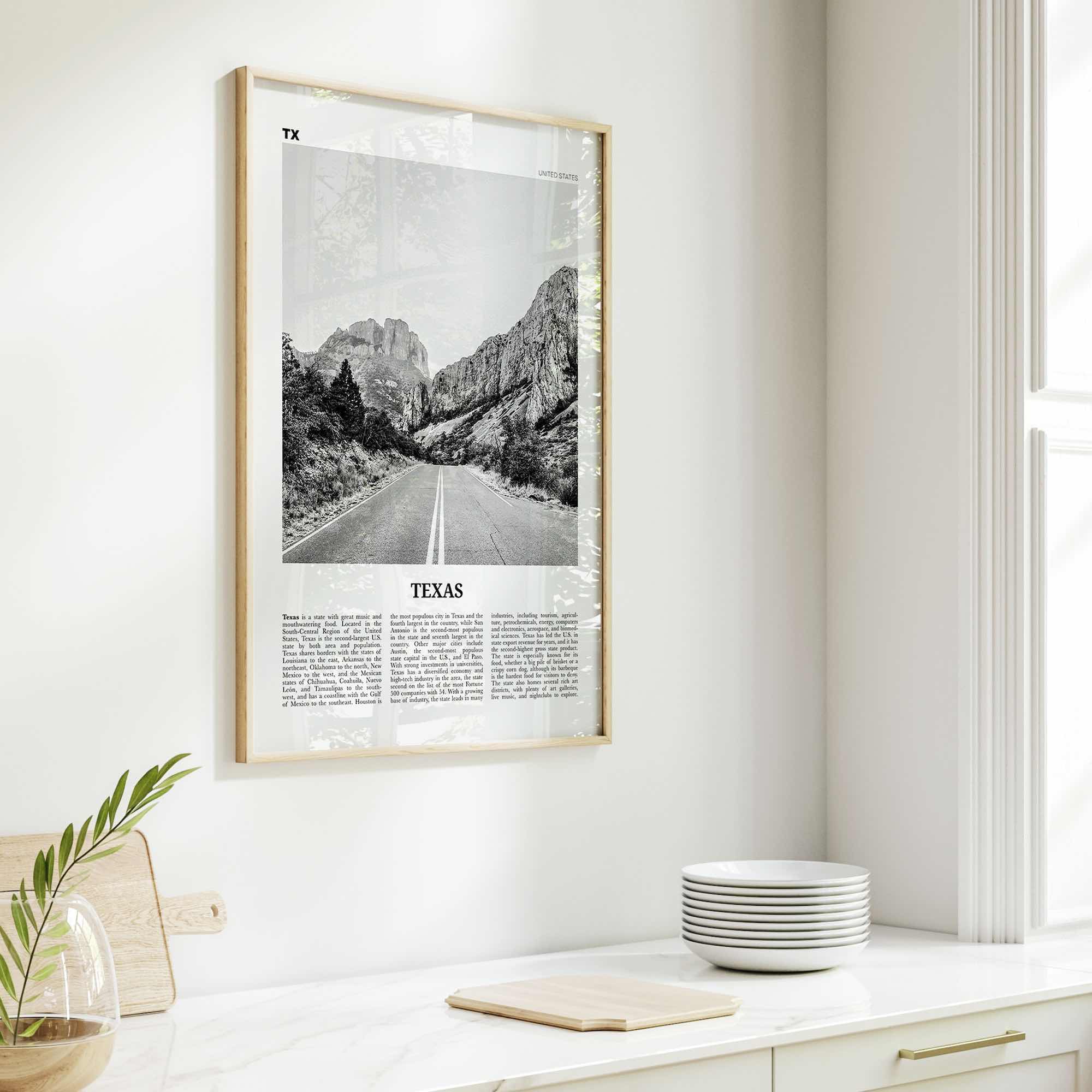 Texas Print Black and White No 1, Texas Wall Art, Texas Poster, Texas Photo, Texas Wall Decor, USA, United States, North America
