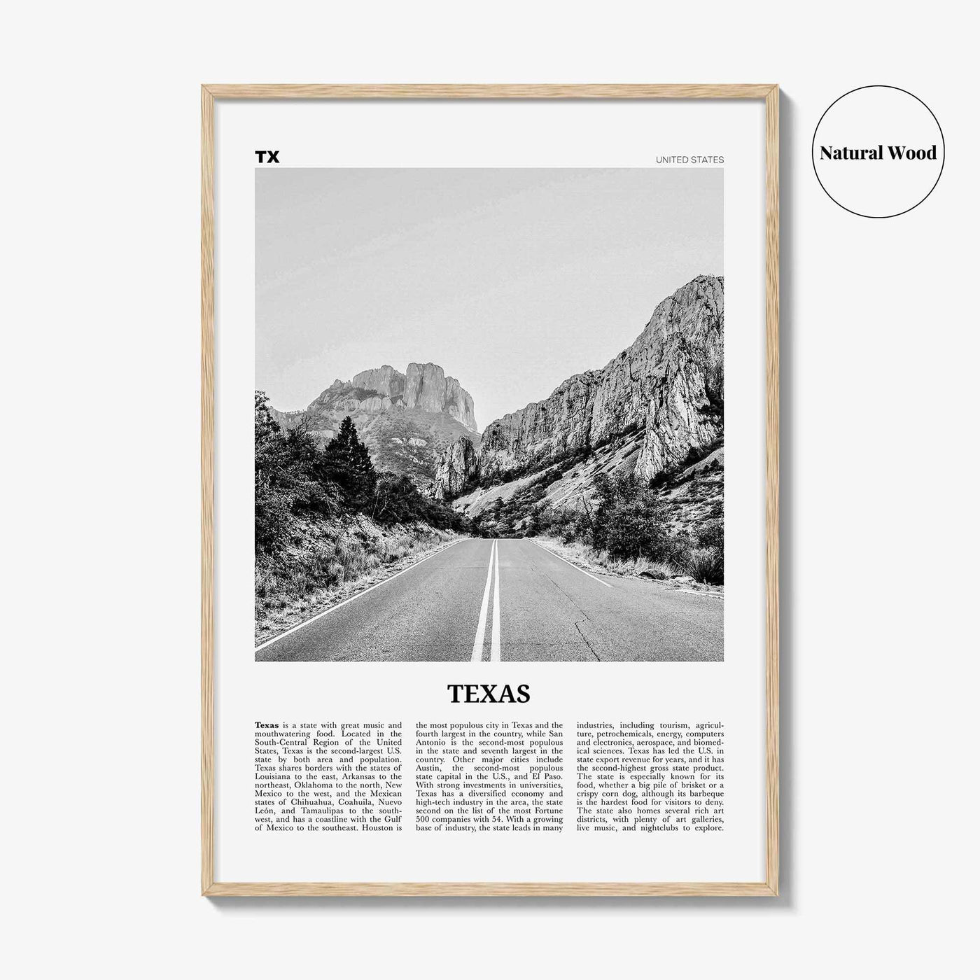 Texas Print Black and White No 1, Texas Wall Art, Texas Poster, Texas Photo, Texas Wall Decor, USA, United States, North America