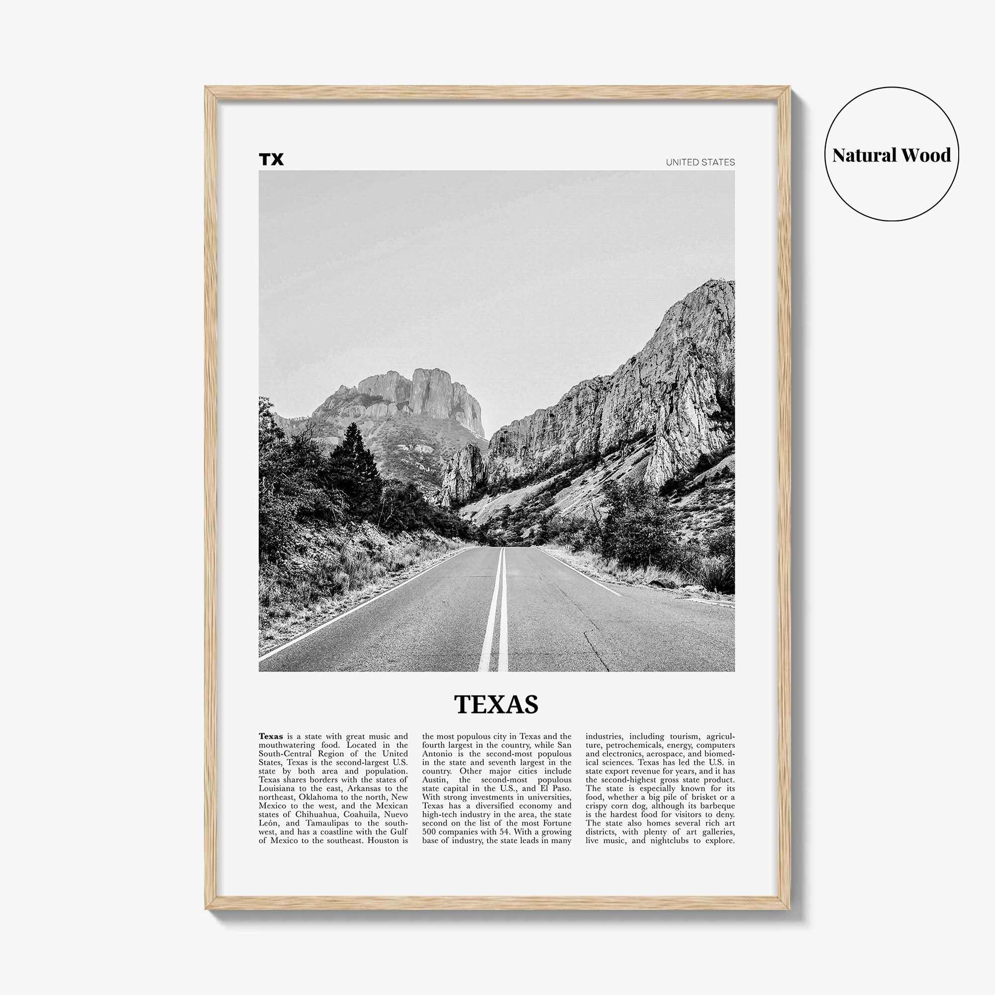 Texas Print Black and White No 1, Texas Wall Art, Texas Poster, Texas Photo, Texas Wall Decor, USA, United States, North America