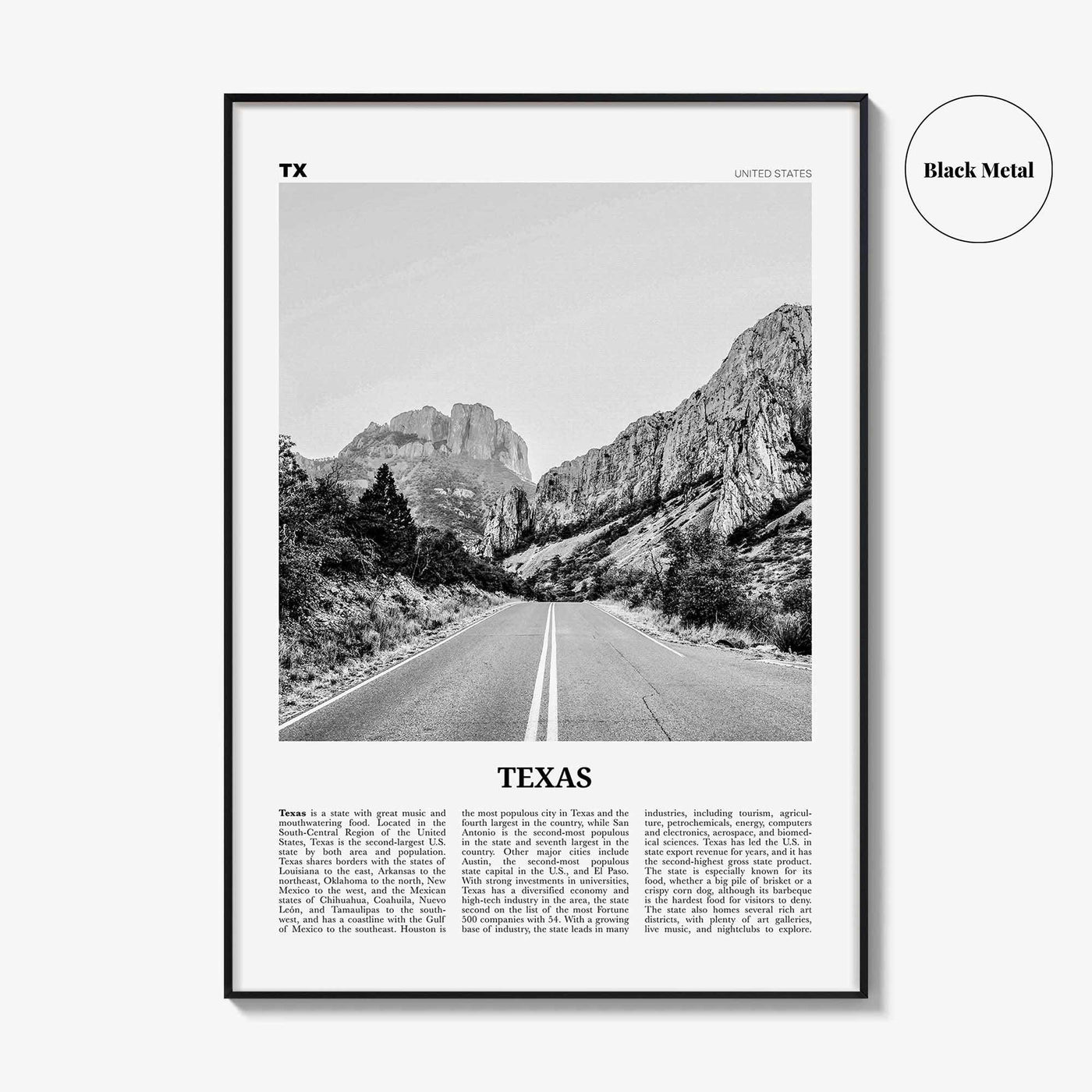 Texas Print Black and White No 1, Texas Wall Art, Texas Poster, Texas Photo, Texas Wall Decor, USA, United States, North America