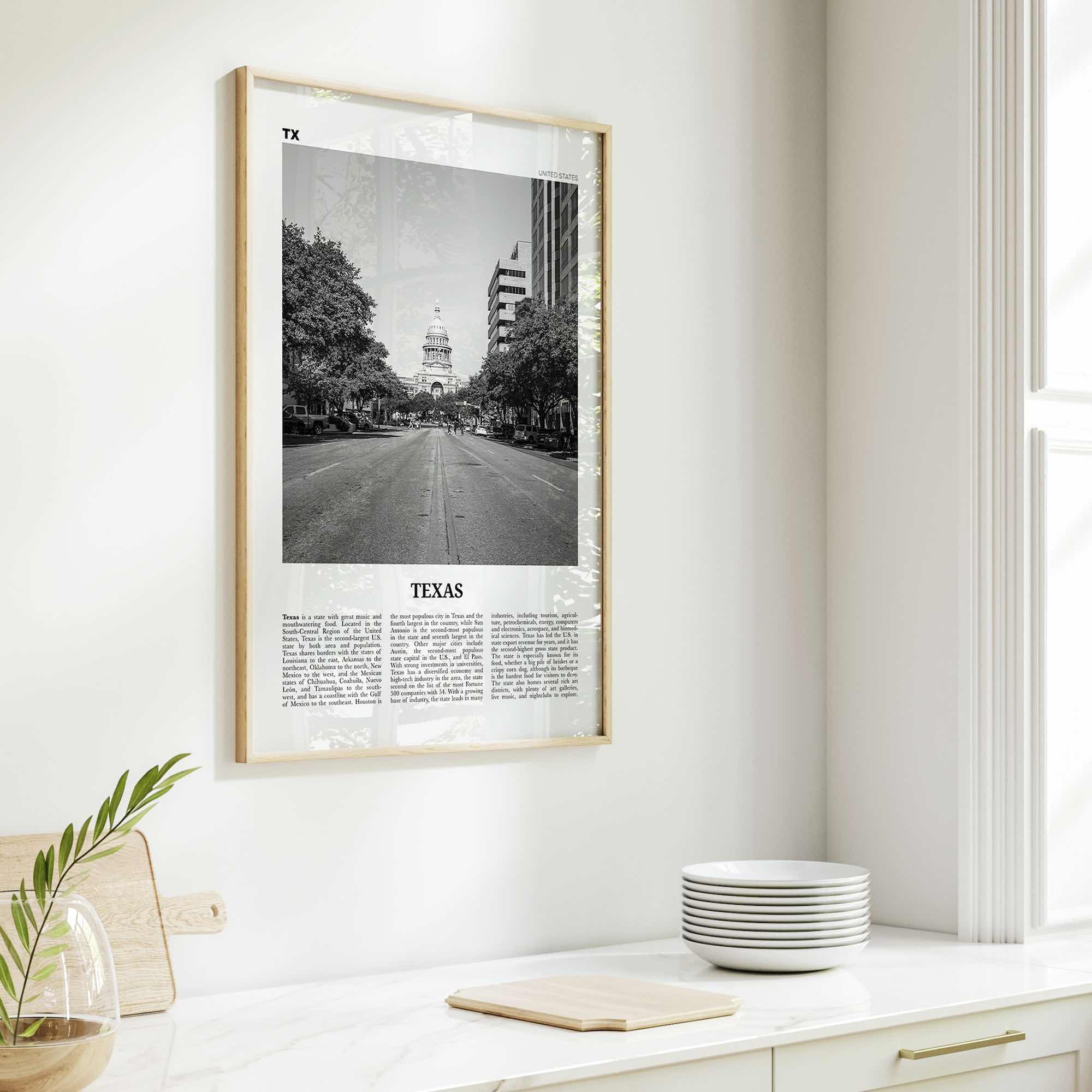 Texas Print Black and White No 2, Texas Wall Art, Texas Poster, Texas Photo, Texas Wall Decor, USA, United States, North America