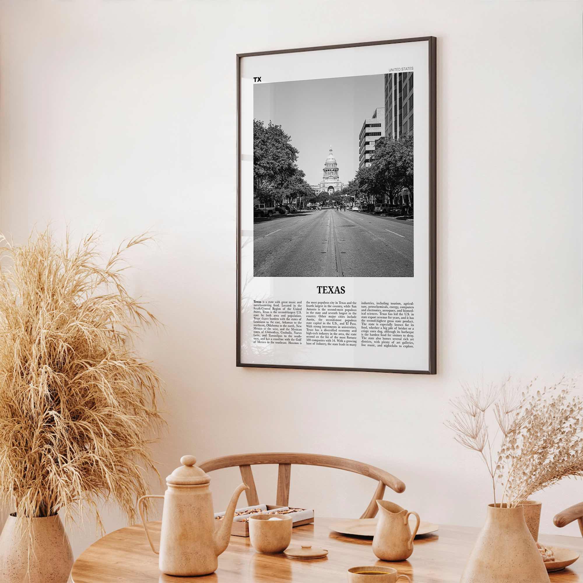 Texas Print Black and White No 2, Texas Wall Art, Texas Poster, Texas Photo, Texas Wall Decor, USA, United States, North America