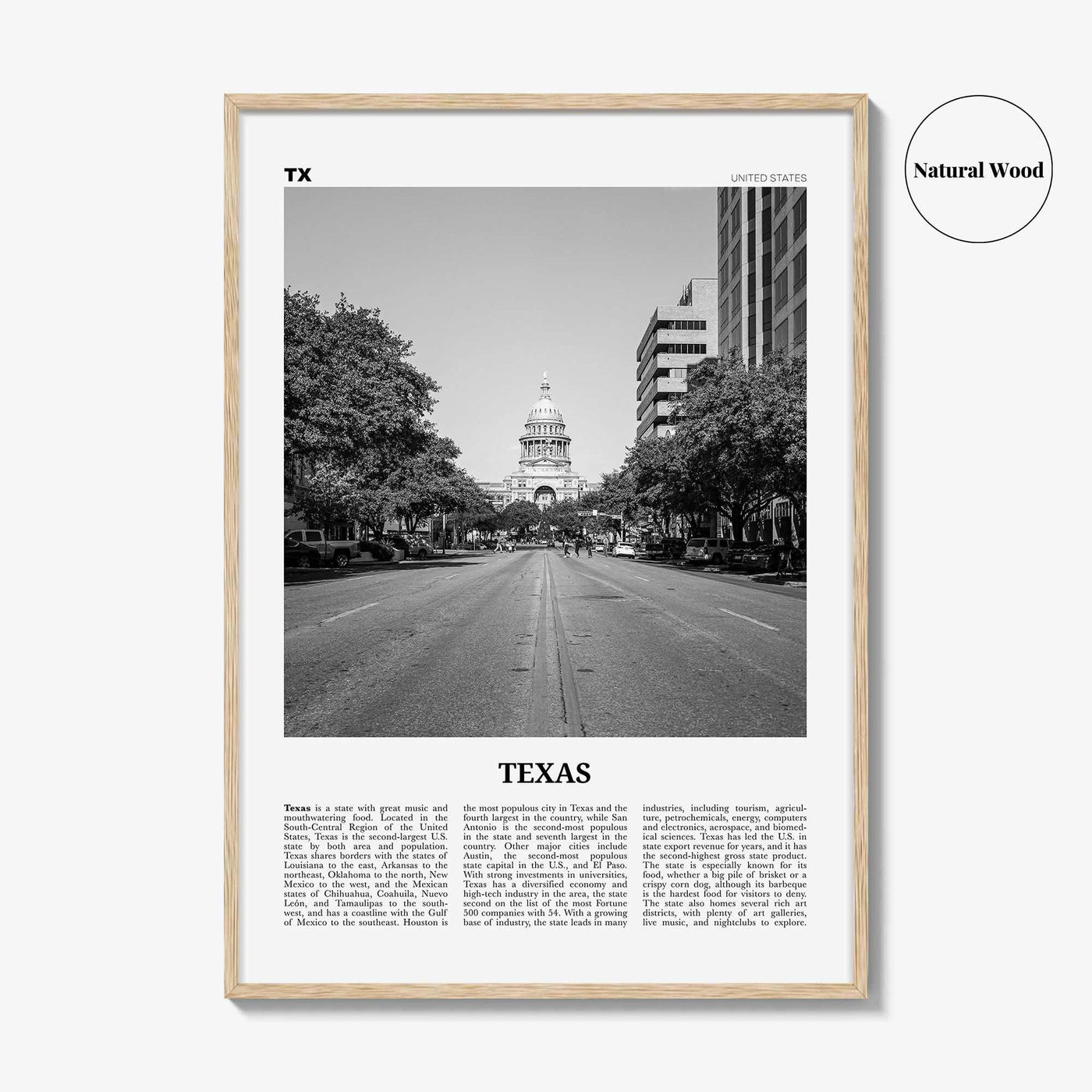 Texas Print Black and White No 2, Texas Wall Art, Texas Poster, Texas Photo, Texas Wall Decor, USA, United States, North America
