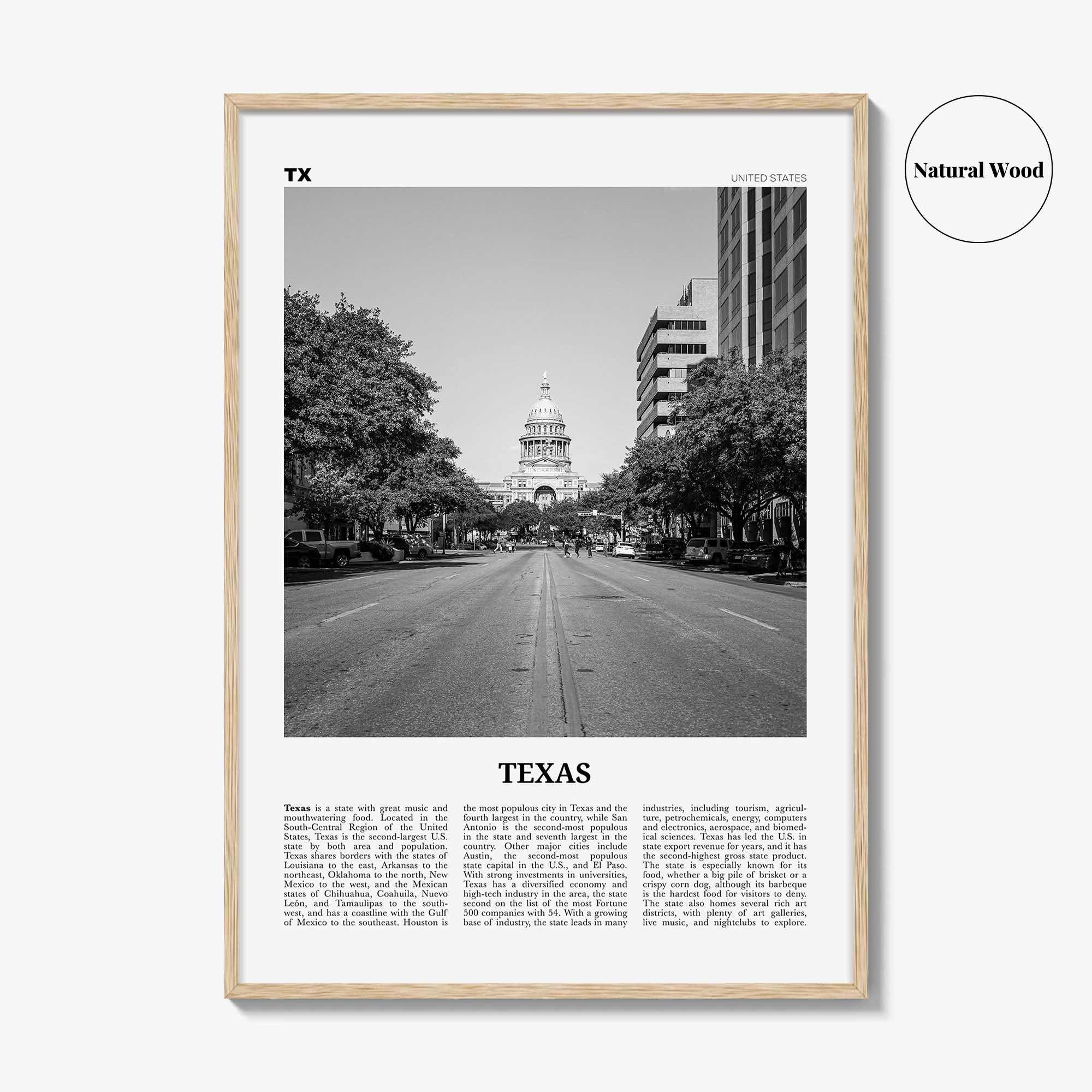 Texas Print Black and White No 2, Texas Wall Art, Texas Poster, Texas Photo, Texas Wall Decor, USA, United States, North America